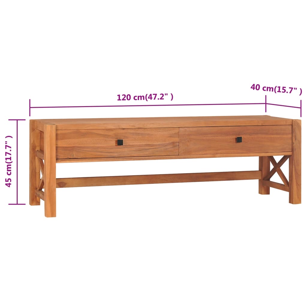 Meuble TV avec tiroirs 120x40x45 cm bois de teck solide