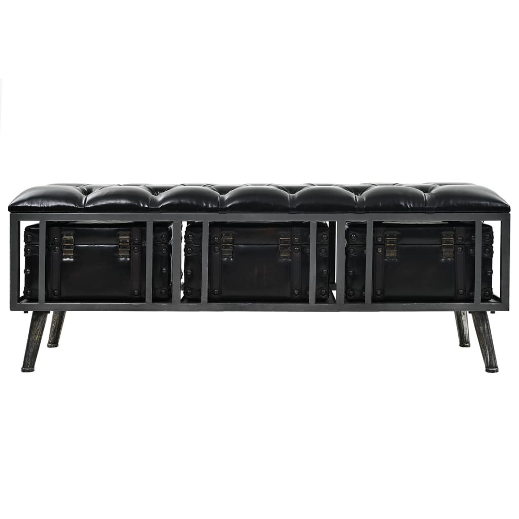 Banc de rangement 110 cm Noir Similicuir