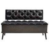 Banc de rangement avec dossier 110 cm Noir Similicuir