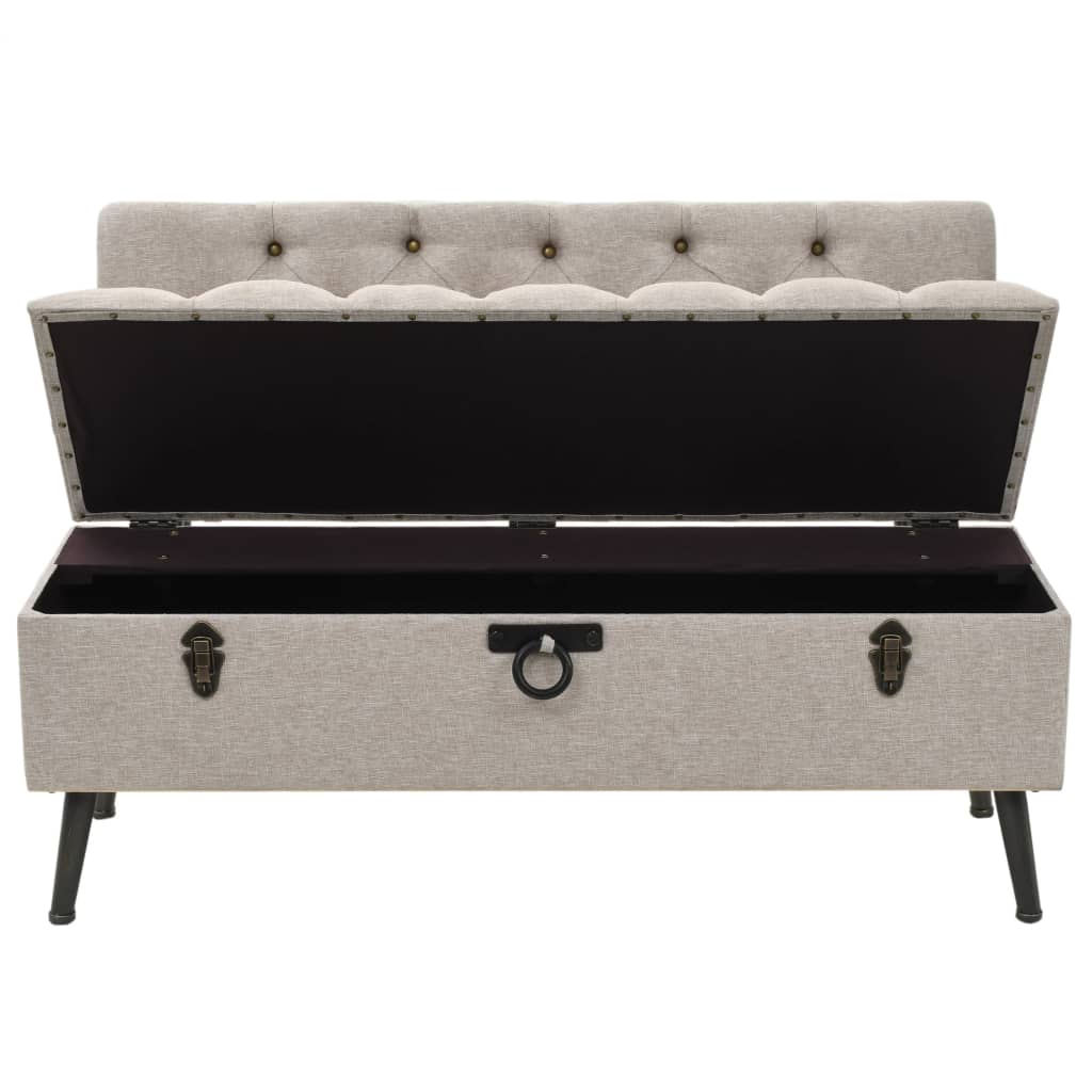 Banc de rangement avec dossier 110 cm Crème Tissu