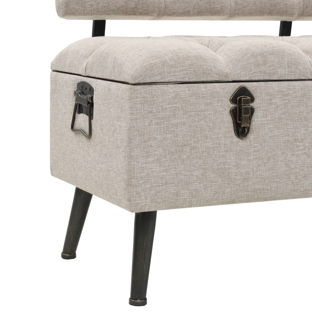 Banc de rangement avec dossier 110 cm Crème Tissu