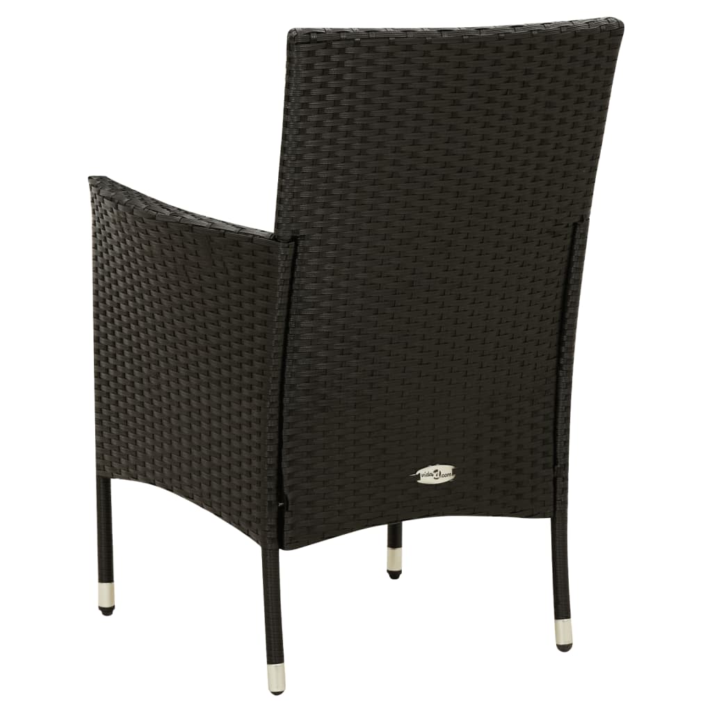 Chaises de jardin avec coussins lot de 4 Résine tressée Noir