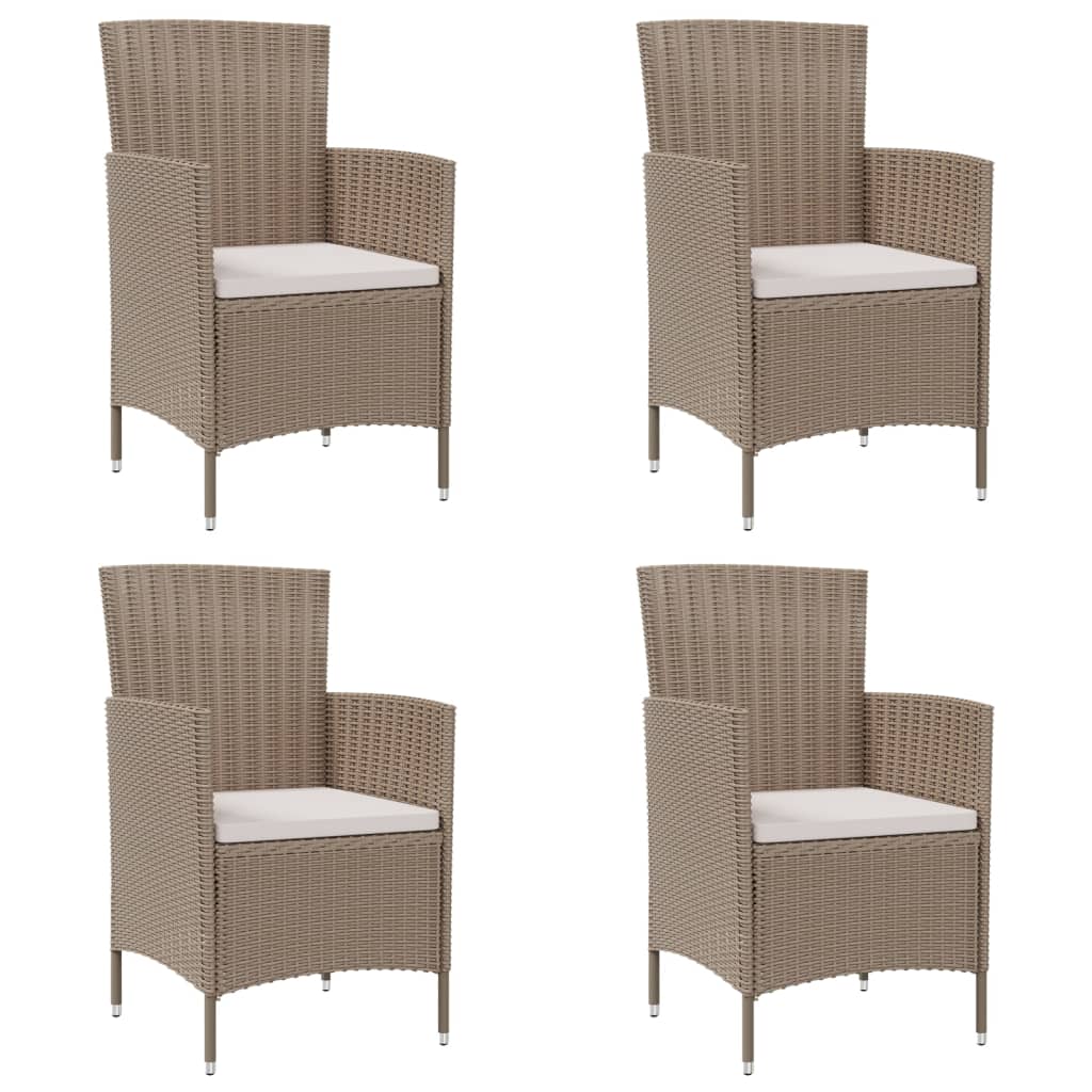 Chaises de jardin avec coussins lot de 4 Résine tressée Beige