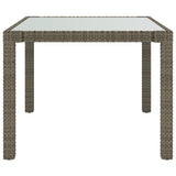 Garden table 90x90x75 cm Tempered glass and woven resin Grey