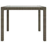 Garden table 90x90x75 cm Tempered glass and woven resin Grey