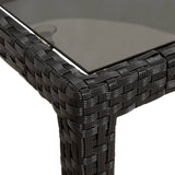 Garden table 150x90x75cm Tempered glass and woven resin Black