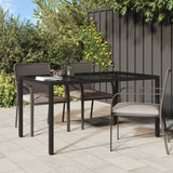 Garden table 150x90x75cm Tempered glass and woven resin Black