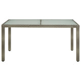 Table de jardin 150x90x75 cm Verre trempé et poly rotin Gris