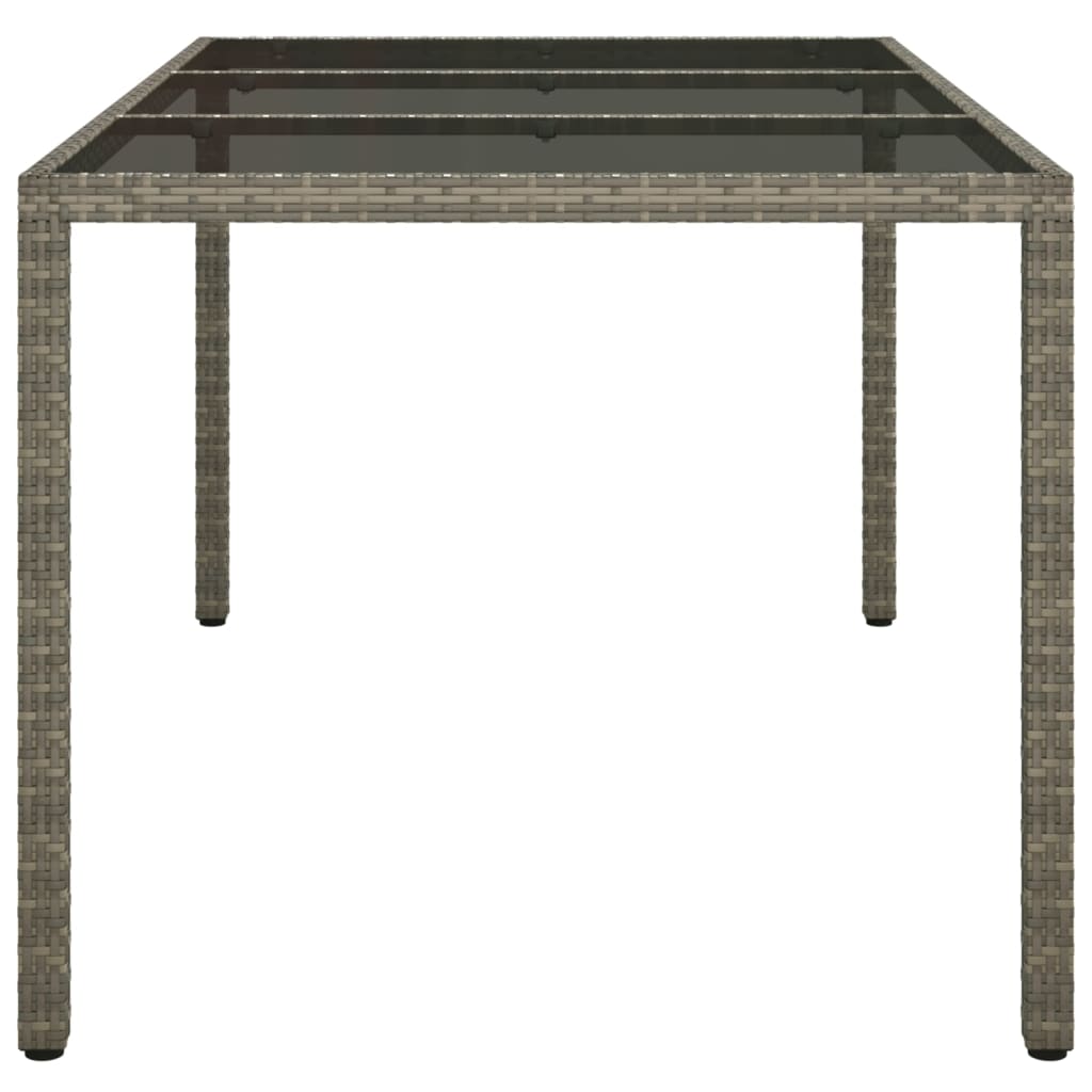 Table de jardin 150x90x75 cm Verre trempé et poly rotin Gris