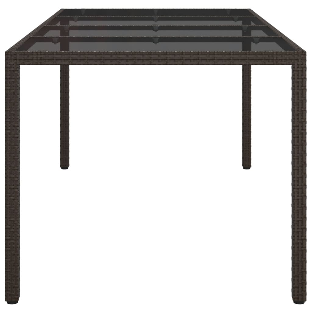 Table de jardin Marron 190x90x75 cm Verre trempé/résine tressée