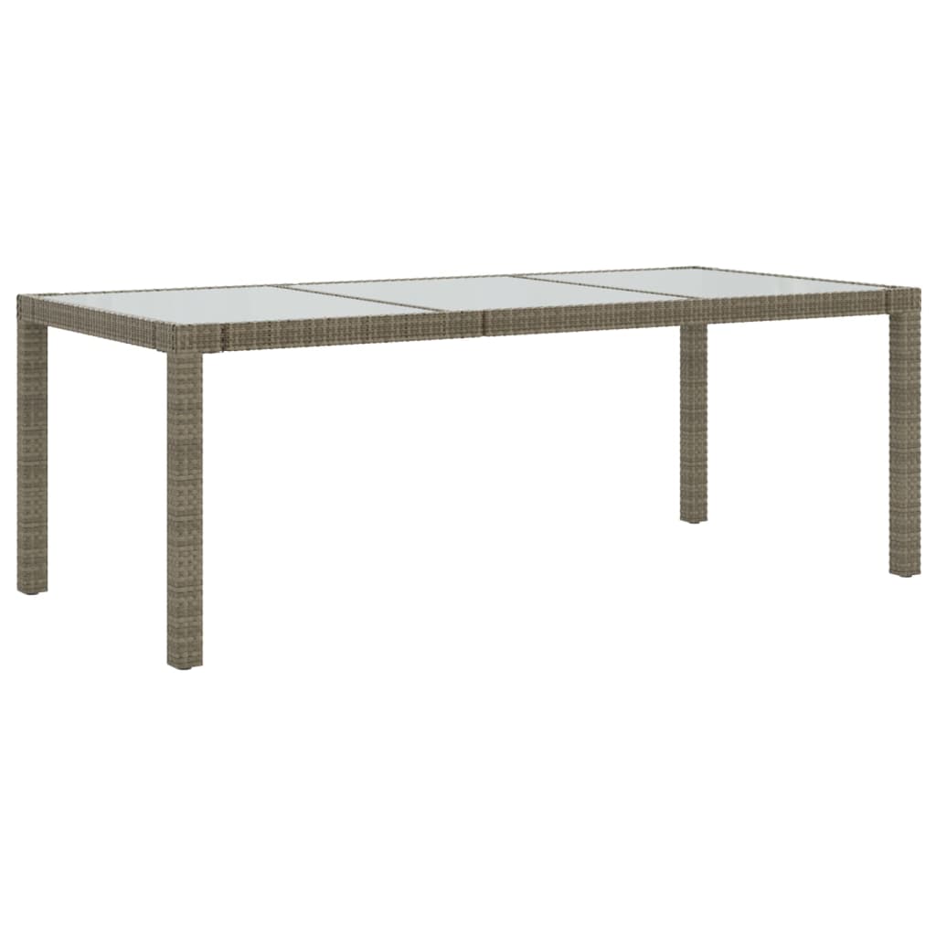 Table de jardin Gris 190x90x75 cm Verre trempé/résine tressée