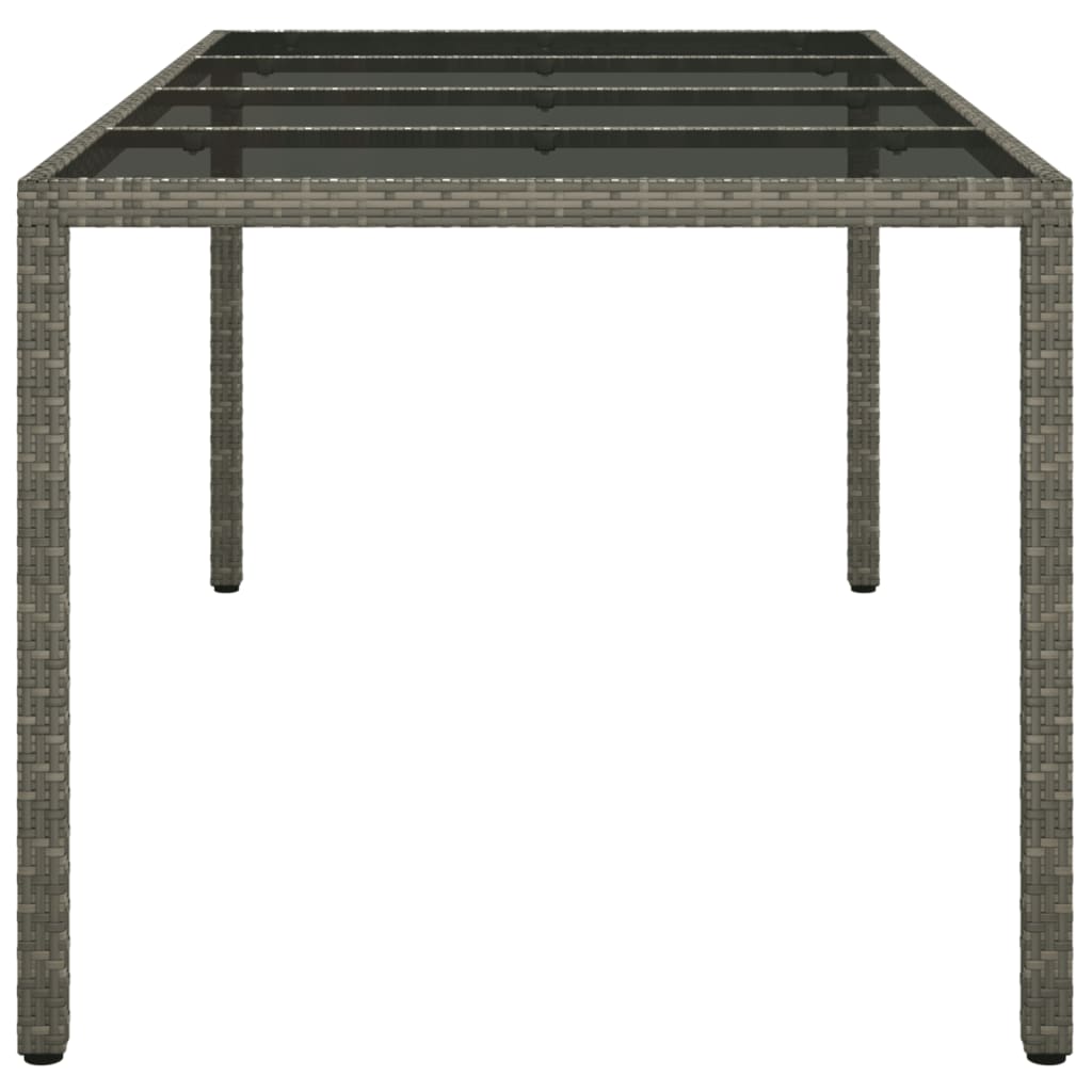 Table de jardin Gris 190x90x75 cm Verre trempé/résine tressée