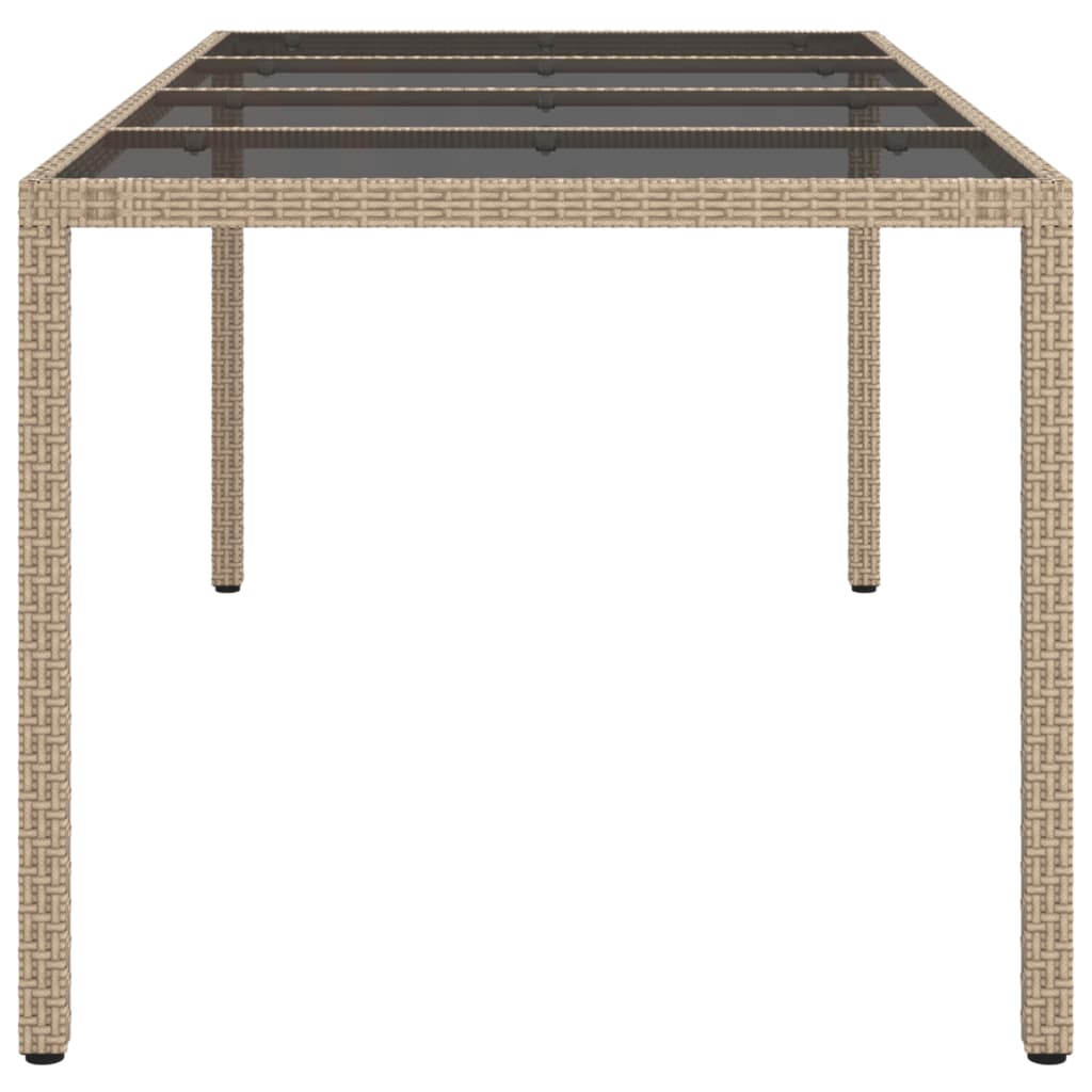 Table de jardin Beige 190x90x75 cm Verre trempé/résine tressée