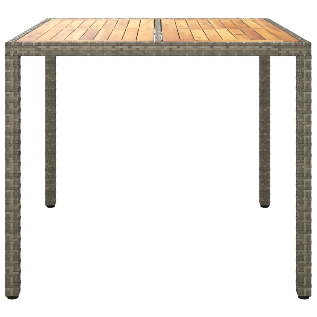 Table de jardin 90x90x75cm Résine tressée et bois d'acacia Gris