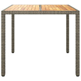 Table de jardin 90x90x75cm Résine tressée et bois d'acacia Gris