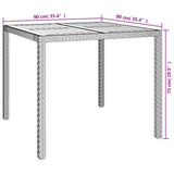 Table de jardin 90x90x75cm Résine tressée et bois d'acacia Gris