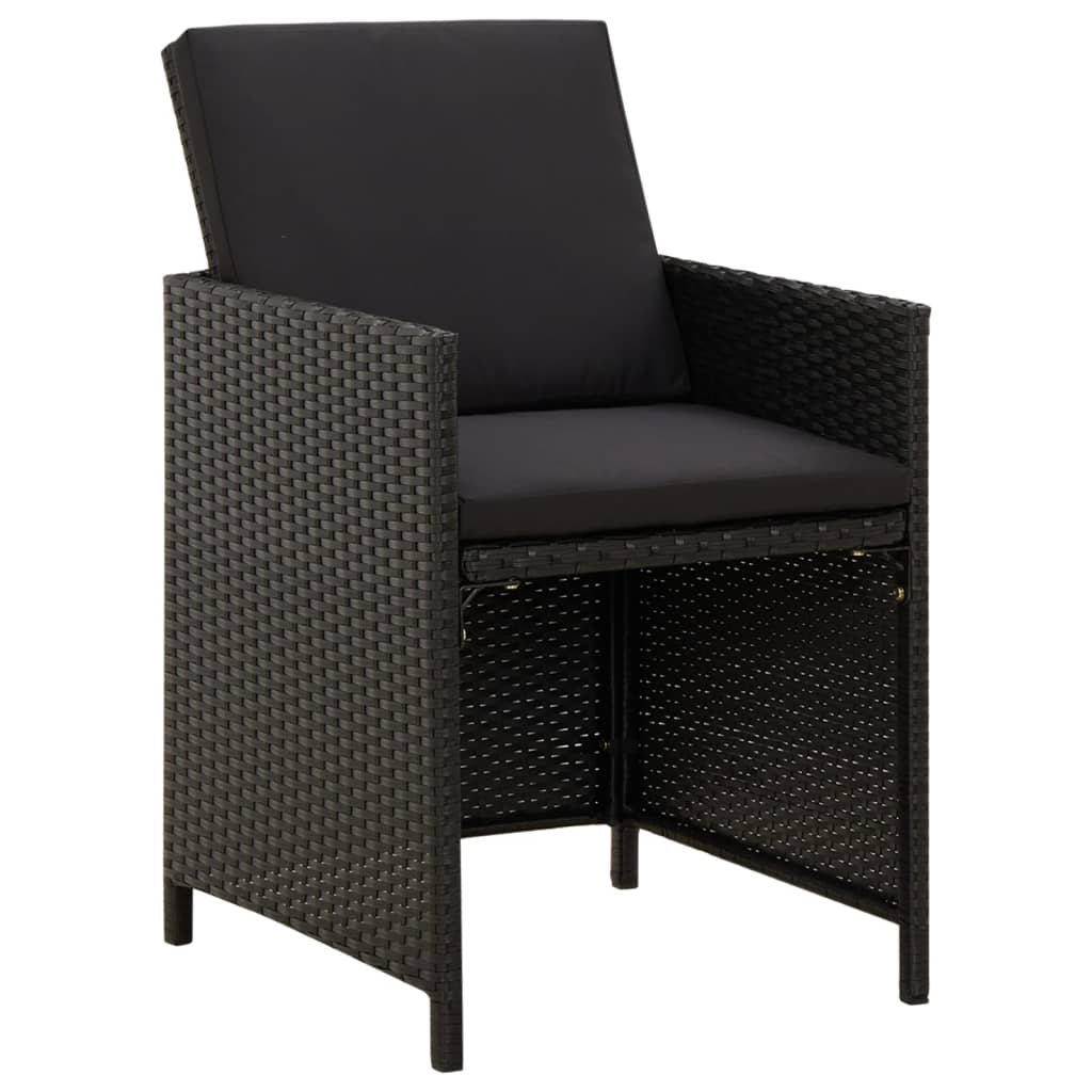 Chaises de jardin avec coussins lot de 4 Résine tressée Noir