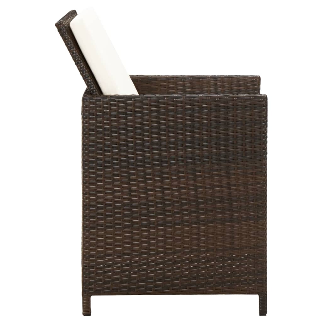 Chaises de jardin avec coussins lot de 4 Résine tressée Marron