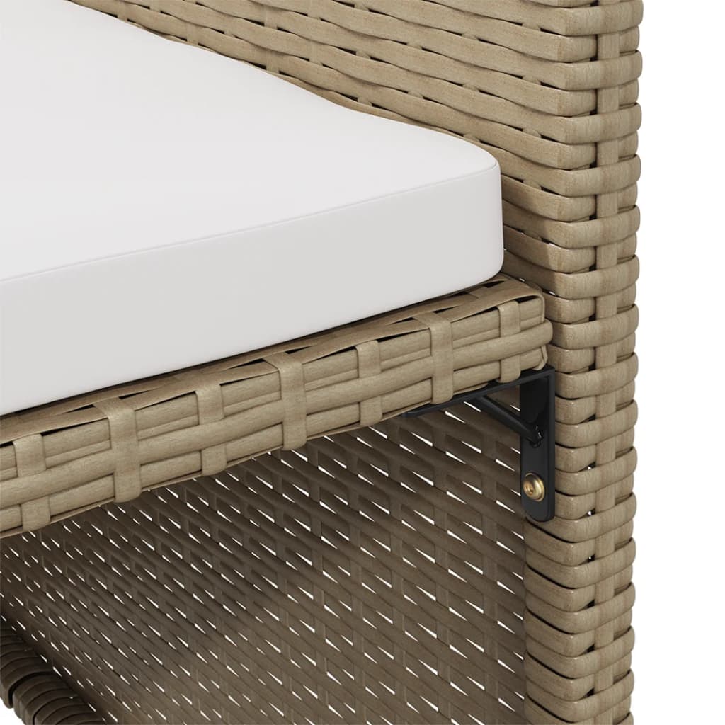 Chaises de jardin avec coussins lot de 4 Résine tressée Beige