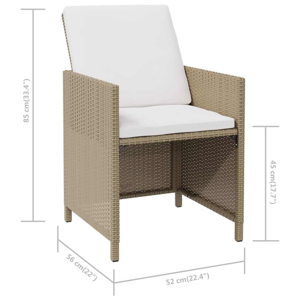 Chaises de jardin avec coussins lot de 4 Résine tressée Beige