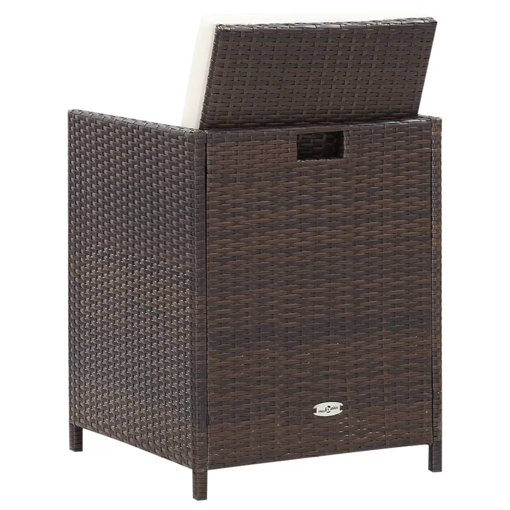 Jeu de chaise et tabouret de jardin 4 pcs Résine tressée Marron