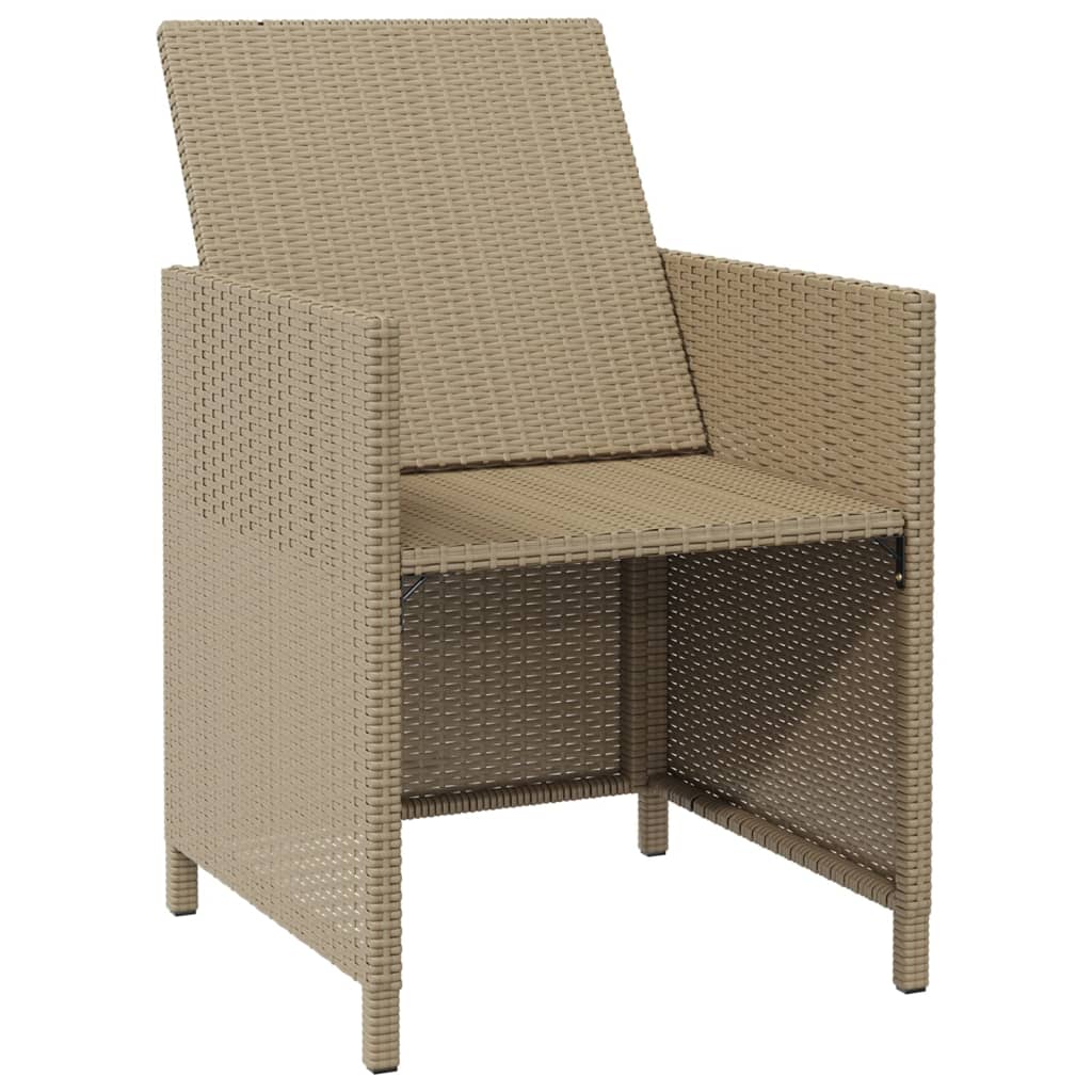 Chaises de jardin avec tabourets lot de 2 Résine tressée Beige