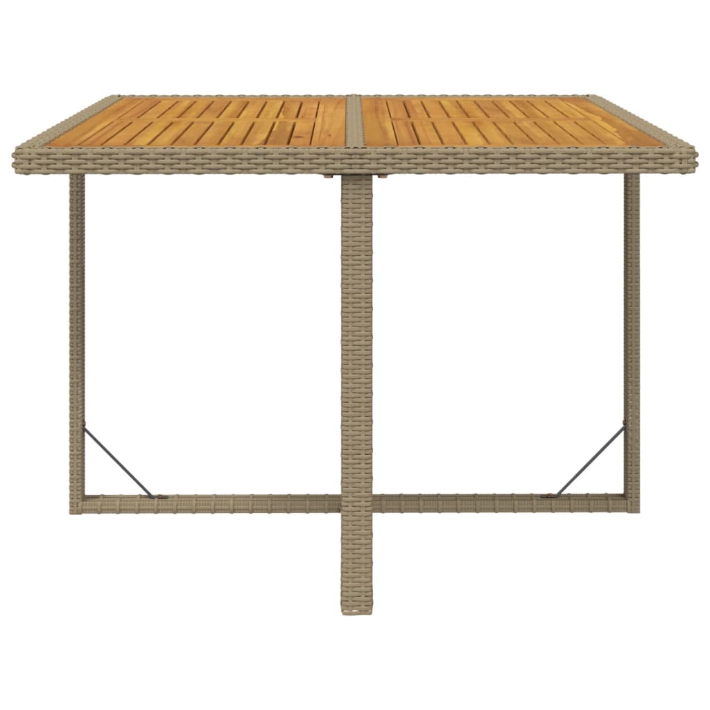 Table de jardin Beige 109x107x74 cm Résine tressée bois massif