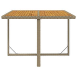 Table de jardin Beige 109x107x74 cm Résine tressée bois massif