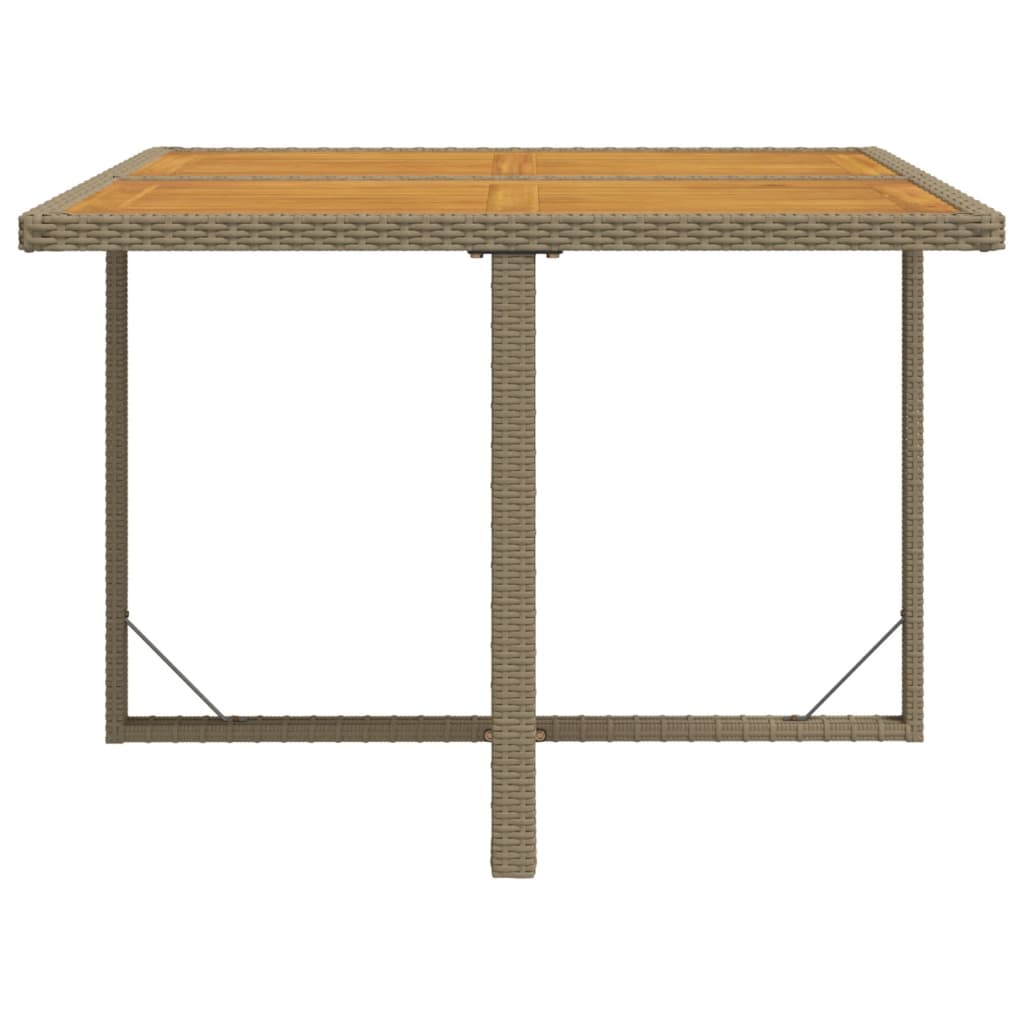 Table de jardin Beige 109x107x74 cm Résine tressée bois massif