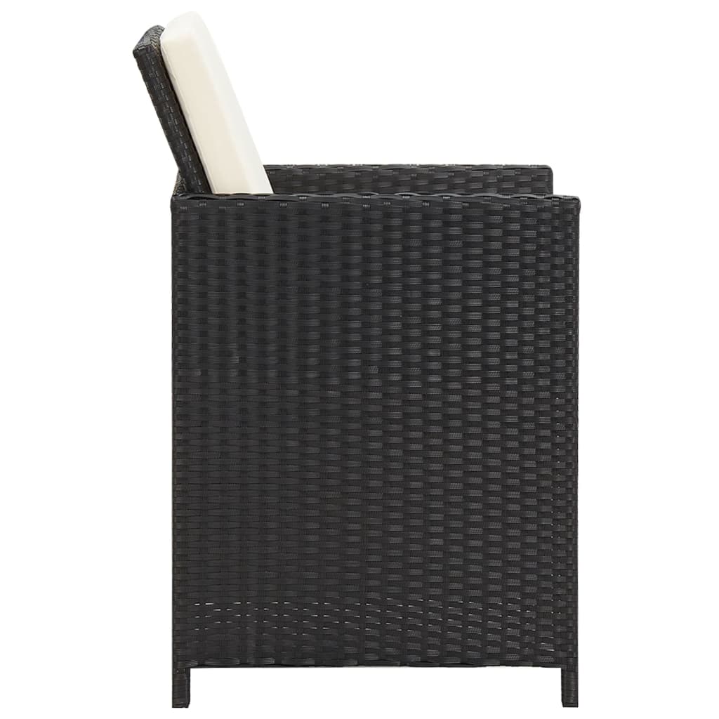 Chaises à manger de jardin et coussins lot de 4 noir poly rotin