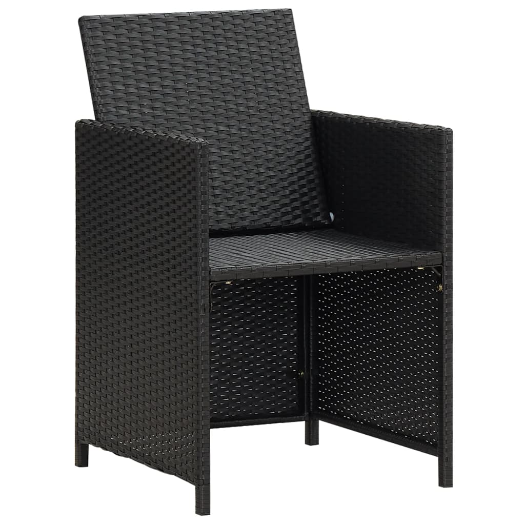 Chaises à manger de jardin et coussins lot de 4 noir poly rotin