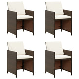 Garden Dining Chairs with Cushions Set of 4 Brown Rattan