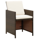 Garden Dining Chairs with Cushions Set of 4 Brown Rattan