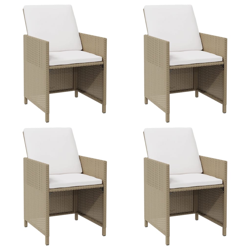 Chaises à manger de jardin et coussins lot de 4 beige rotin