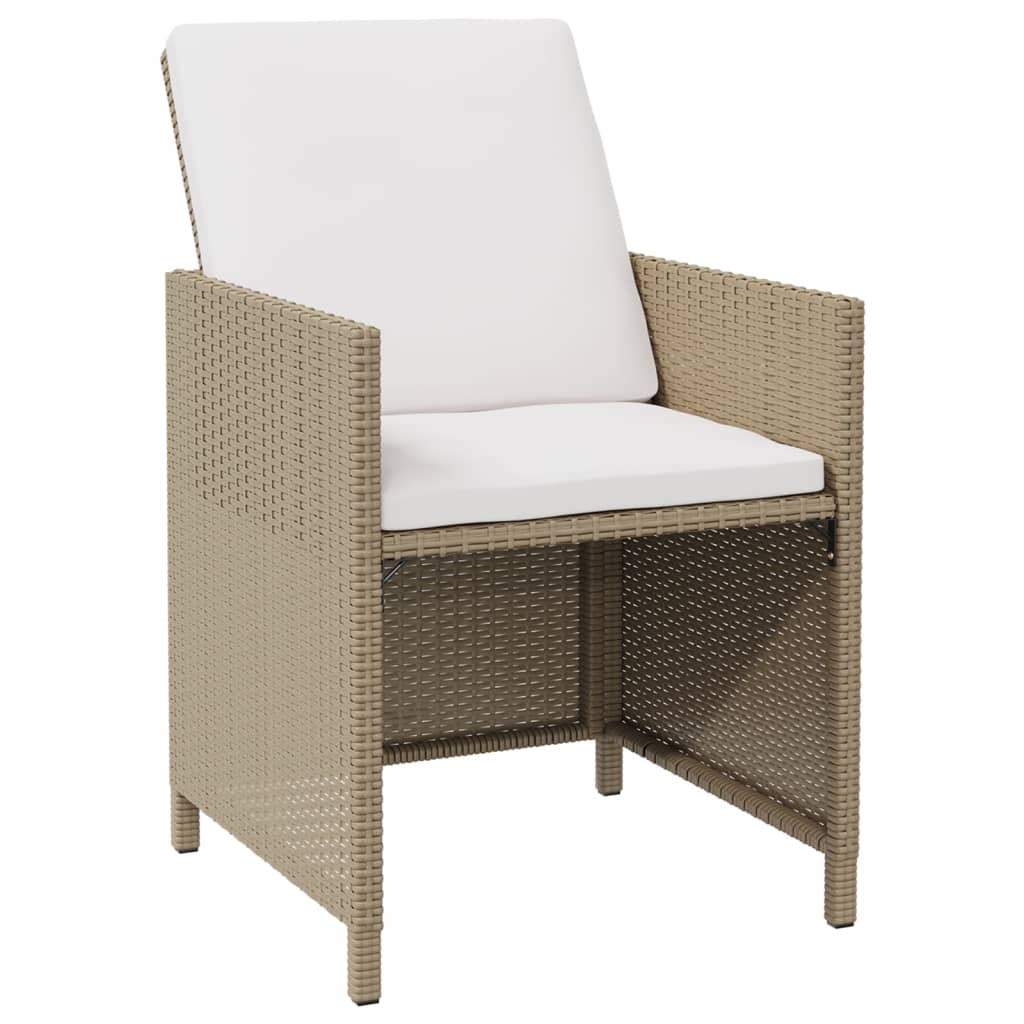 Chaises à manger de jardin et coussins lot de 4 beige rotin