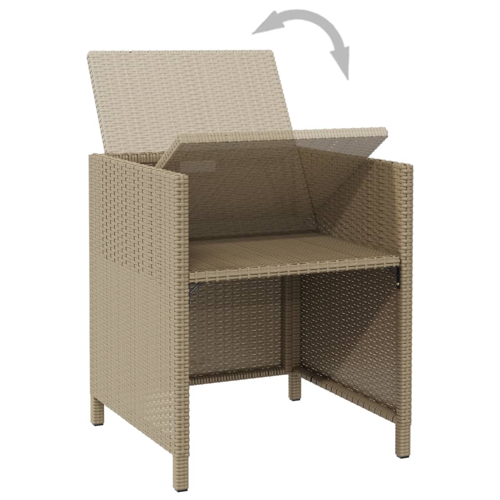 Chaises à manger de jardin et coussins lot de 4 beige rotin