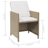 Chaises à manger de jardin et coussins lot de 4 beige rotin