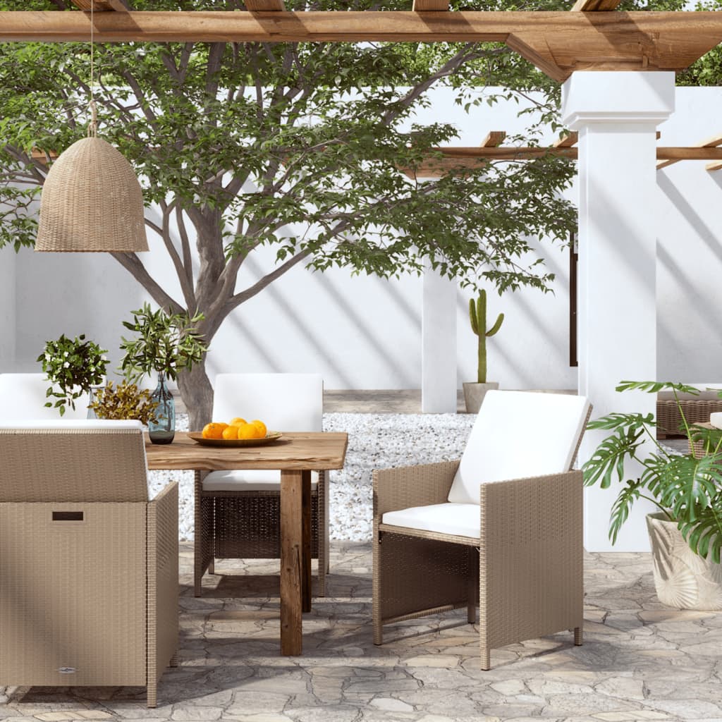 Chaises à manger de jardin et coussins lot de 4 beige rotin