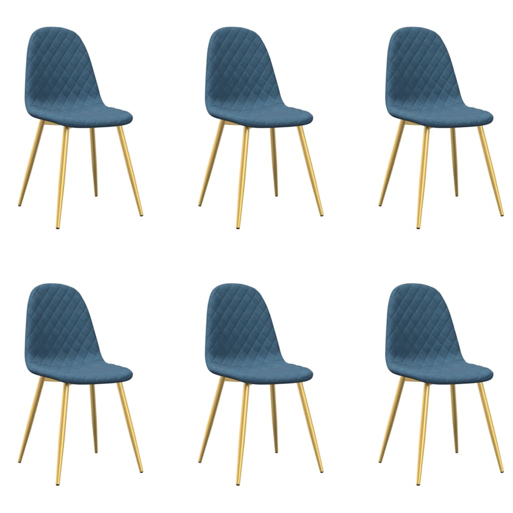 Chaises à manger lot de 6 bleu velours