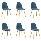 Chaises à manger lot de 6 bleu velours