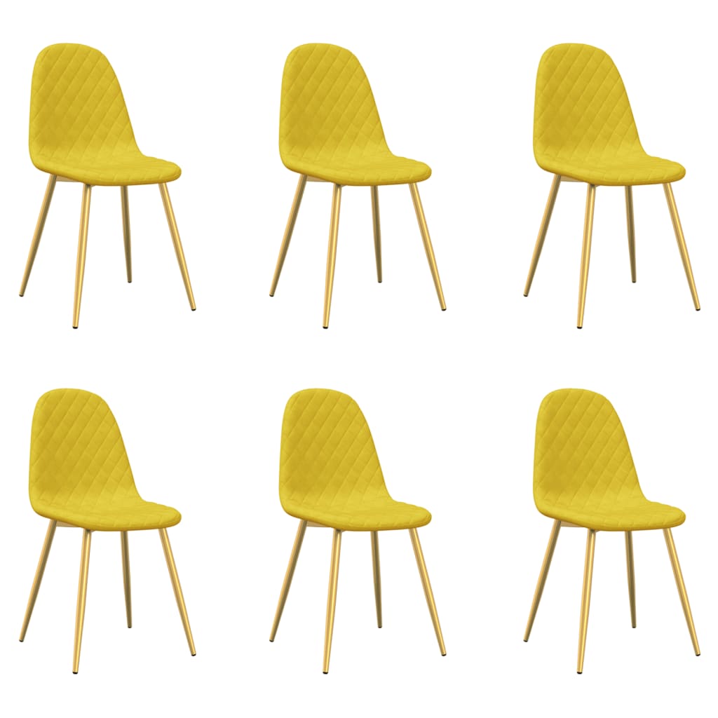 Chaises à manger lot de 6 Jaune moutarde Velours