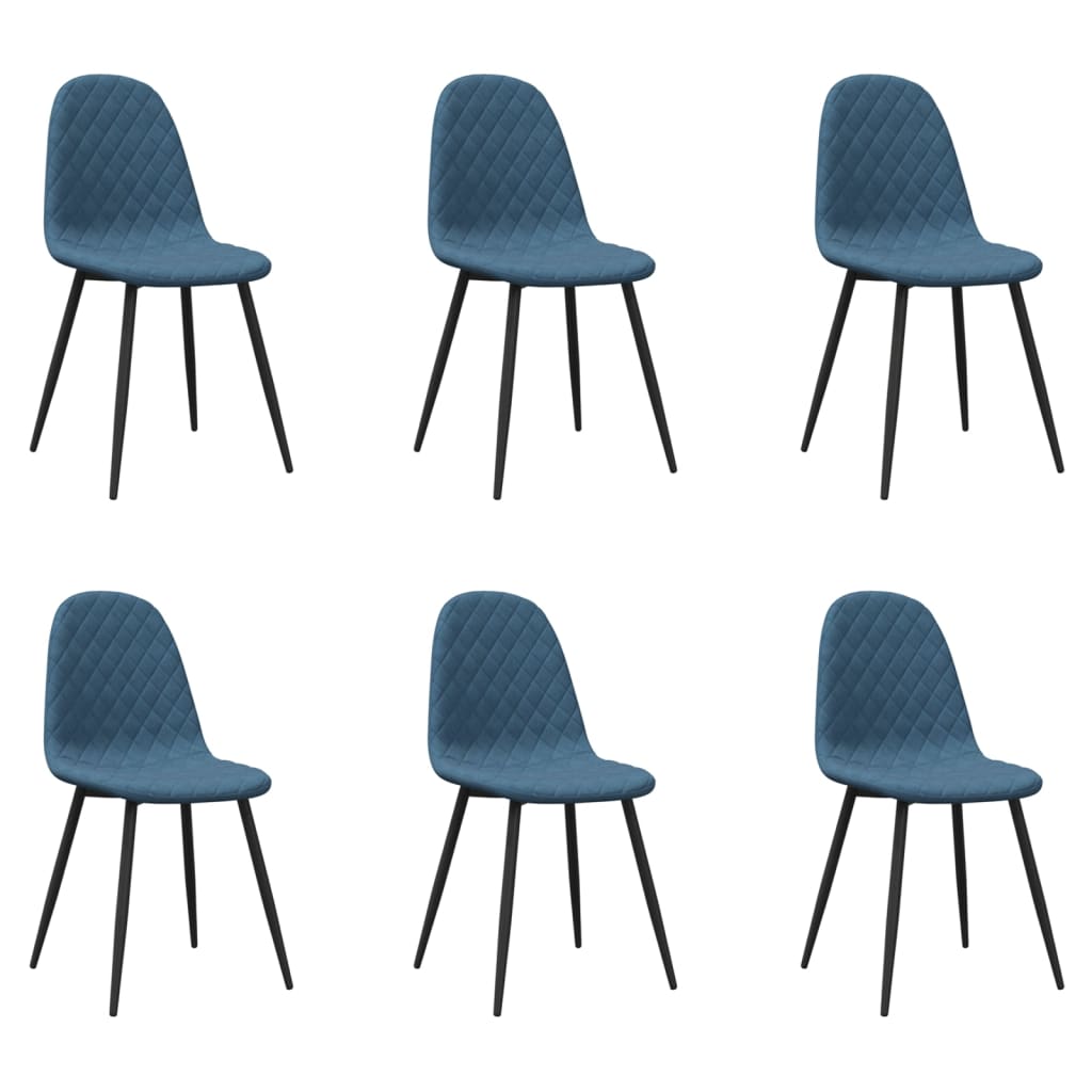 Chaises à manger lot de 6 bleu velours