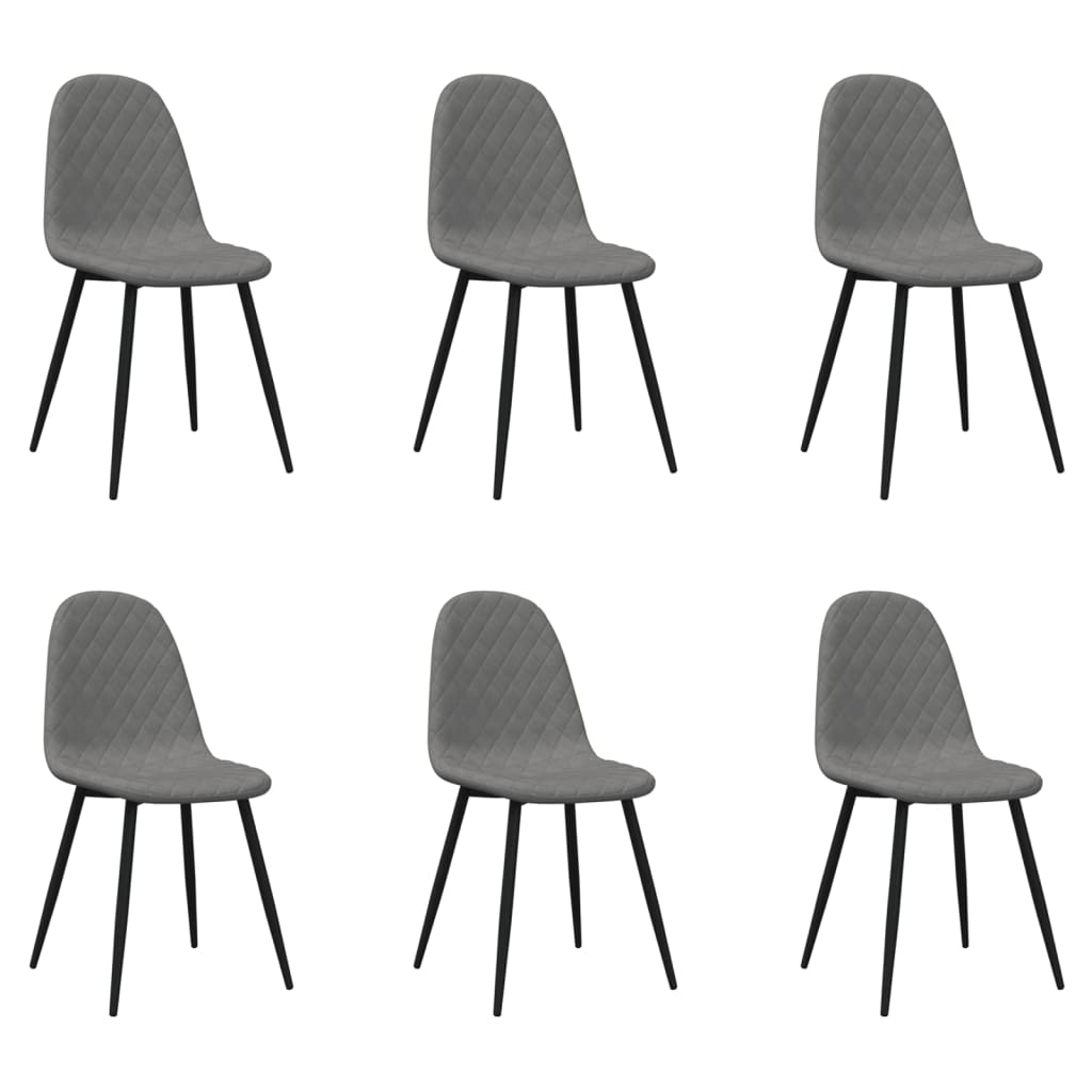 Chaises à manger lot de 6 gris clair velours