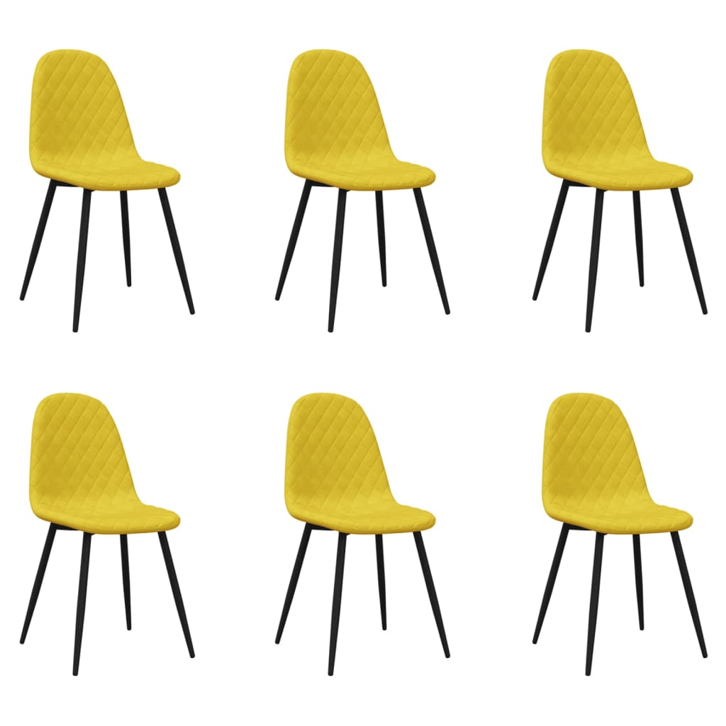 Chaises à manger lot de 6 Jaune moutarde Velours