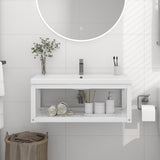 Cadre de lavabo de salle de bain mural Blanc 79x38x31 cm Fer