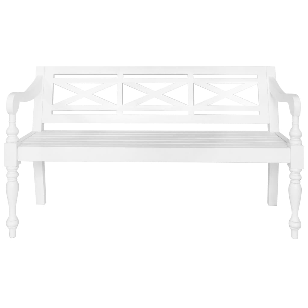 Banc Batavia 123 cm Bois d'acajou massif Blanc