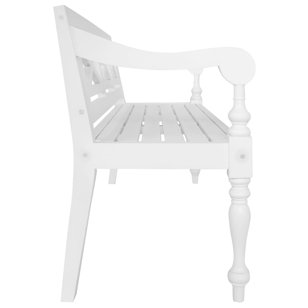 Banc Batavia 123 cm Bois d'acajou massif Blanc