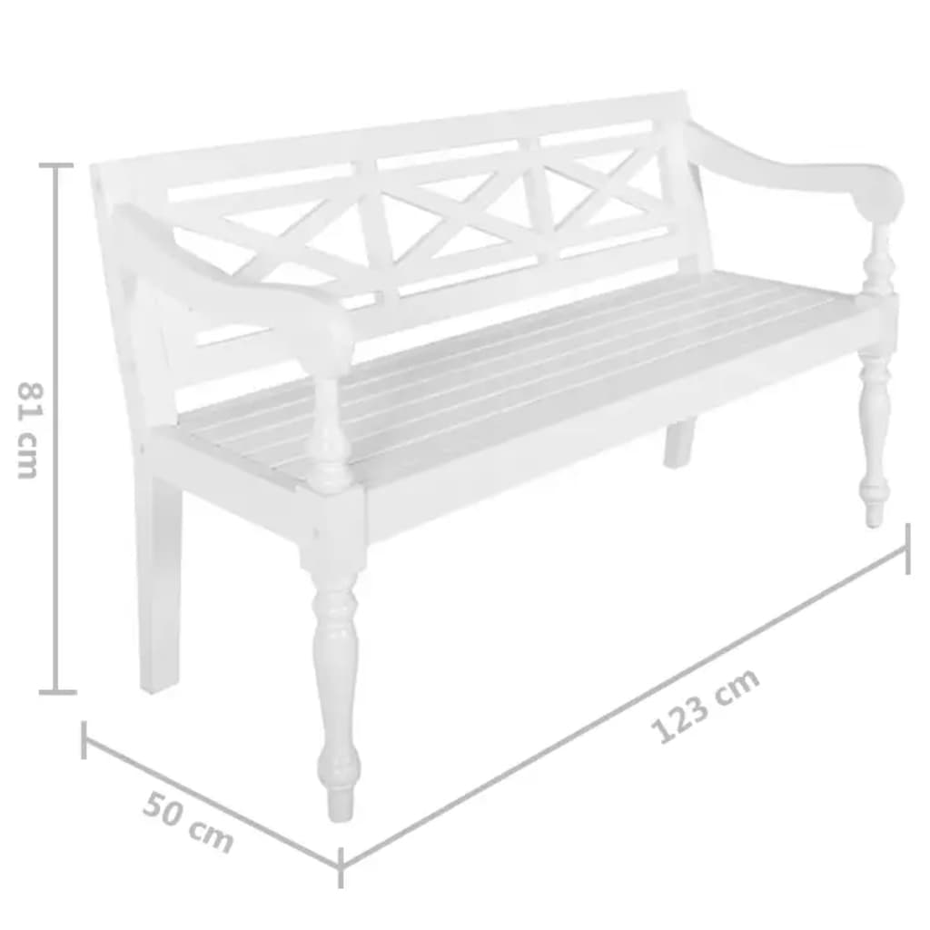 Banc Batavia 123 cm Bois d'acajou massif Blanc