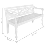 Banc Batavia 123 cm Bois d'acajou massif Blanc