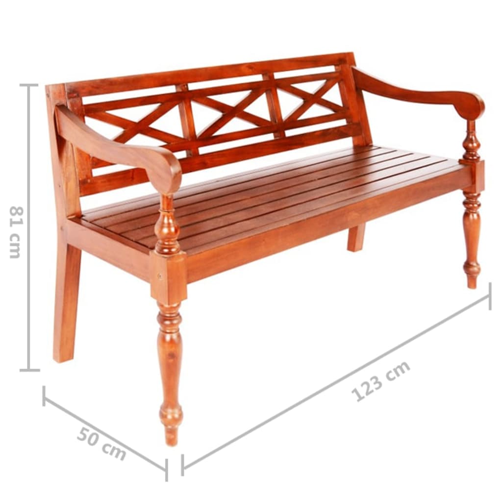 Banc Batavia 123 cm Bois d'acajou massif Marron foncé